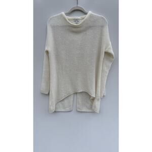 Italian Mohair Blend Sweater Women’s XL Cream Oversized Asymmetrical Knit Top